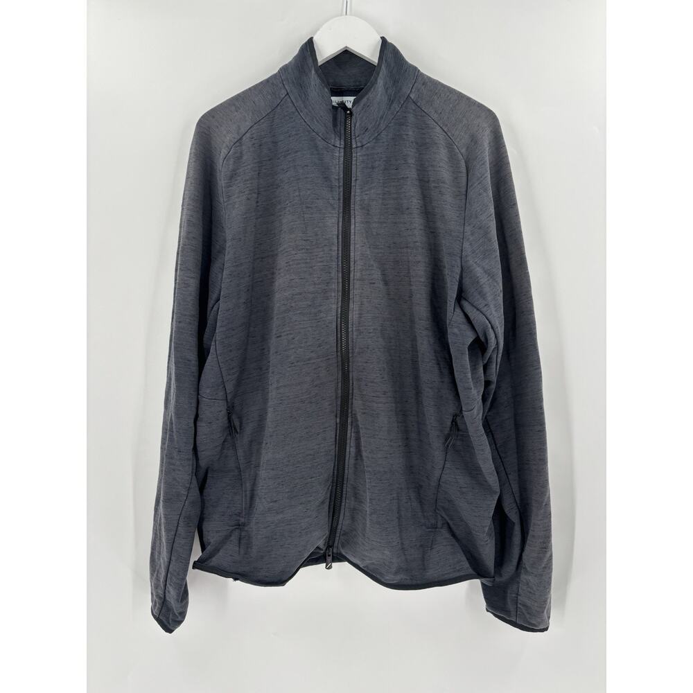 Hill City Tech Track Jacket Mens XL Blue Gray Full Zip Pockets Heathered Lined